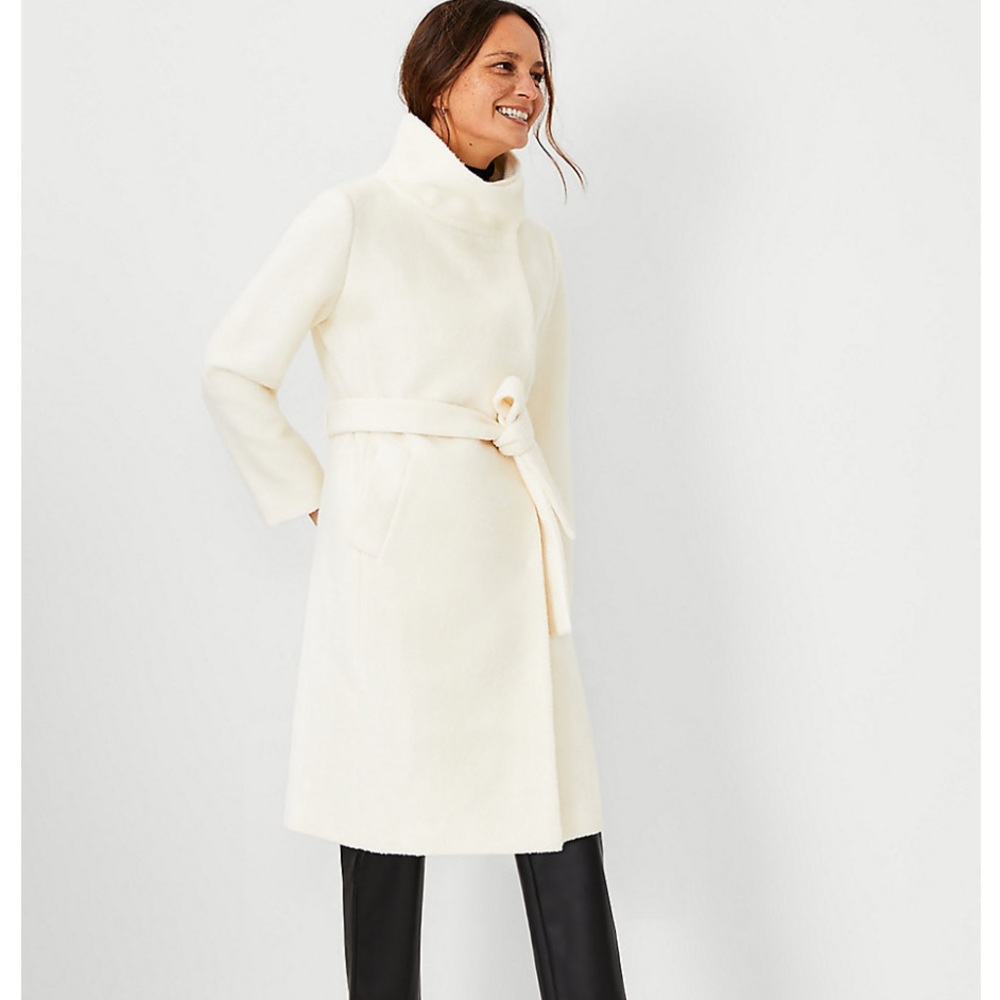 ANN TAYLOR Belted Funnel Neck Coat BRAND NEW!